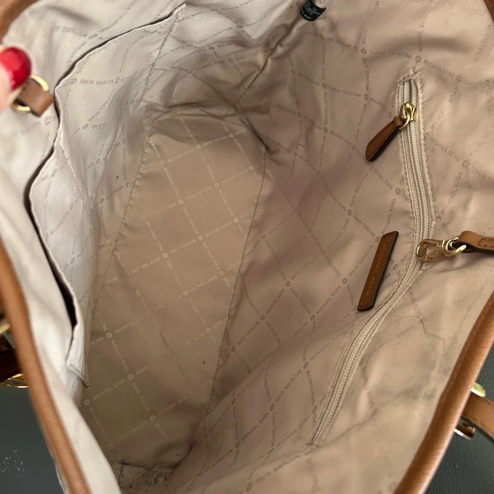 Michael Kors brown Leather Tote Gold Hardware Structured Shoulder bag